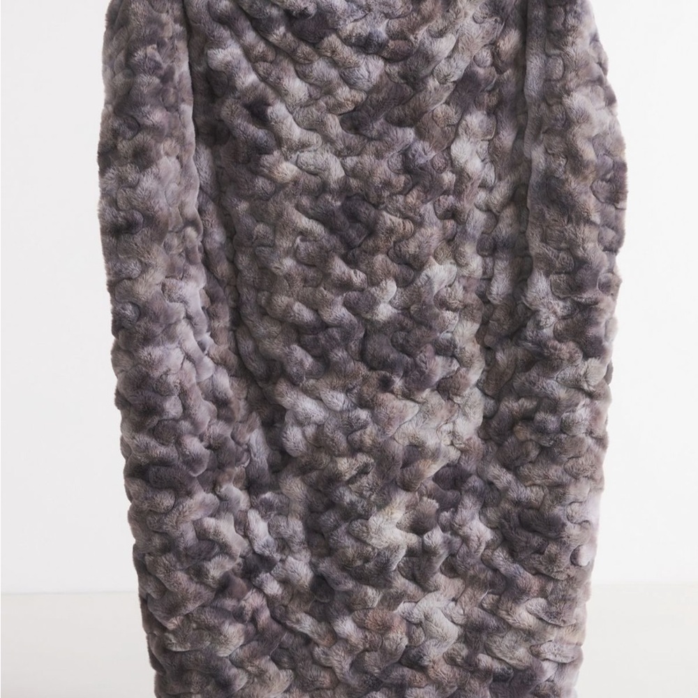 Anthropologie Luxe Faux Fur Throw Blanket